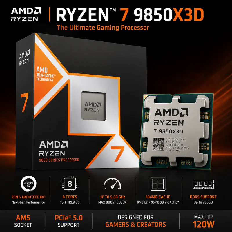 AMD Ryzen 7 9850X3D Desktop Processor